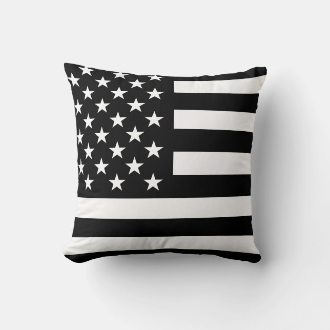Blackout American Flag Throw Pillow (Front)