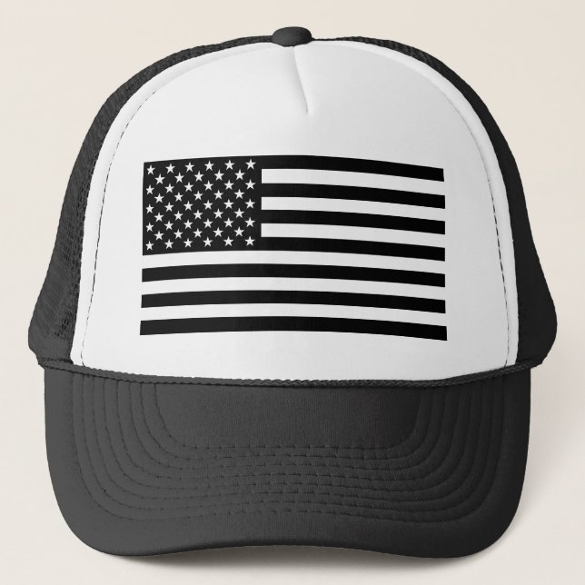 Blackout American Flag Trucker Hat (Front)