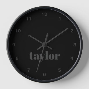 Blackout Modern Minimalist Trendy Personalised Clock