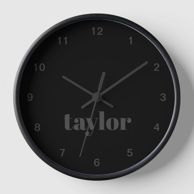 Blackout Modern Minimalist Trendy Personalised Clock (Front)