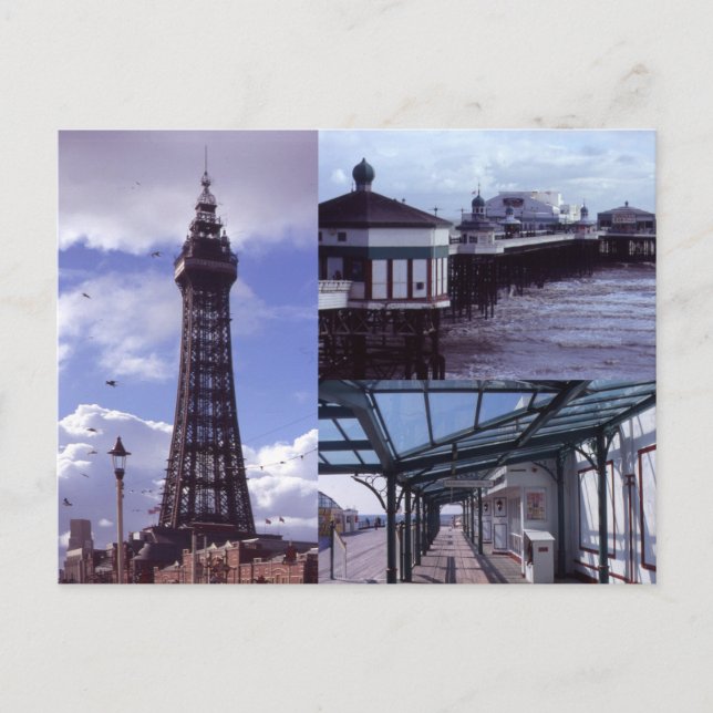 Blackpool 3 Images Postcard (Front)