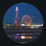 Blackpool Beach Lights at Night Large Clock<br><div class="desc">My photo of Black Pool Central Pier Lights at night

Thank you for looking.</div>