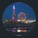 Blackpool Beach Lights at Night Large Clock<br><div class="desc">My photo of Black Pool Central Pier Lights at night

Thank you for looking.</div>