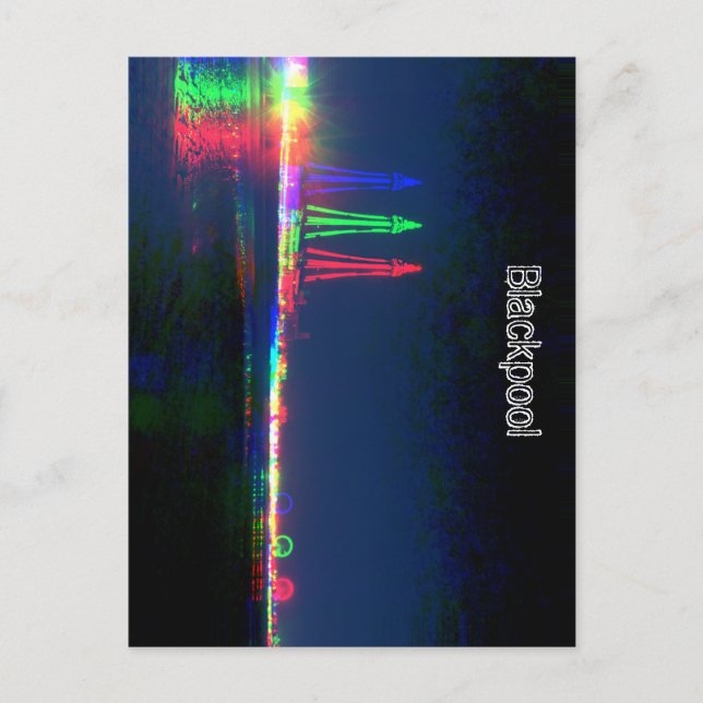 Blackpool Beach Lights at Night, Postcard (Front)