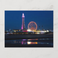 Blackpool Beach Lights at Night Postcard