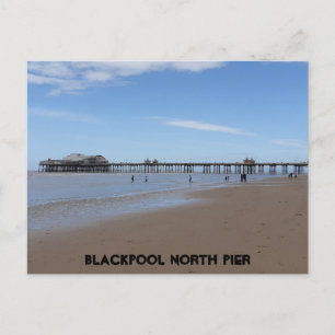 Blackpool Beach & North Pier Postcard