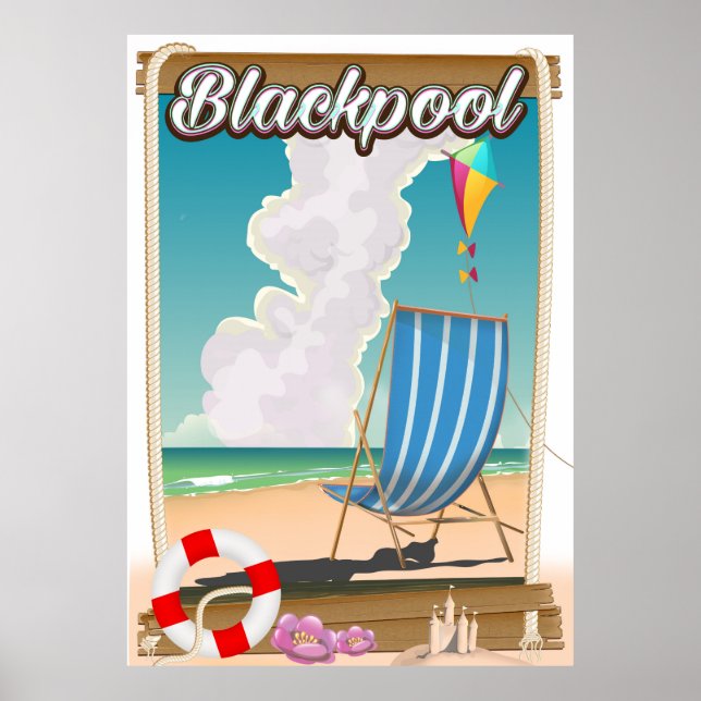Blackpool beach seaside travel poster (Front)