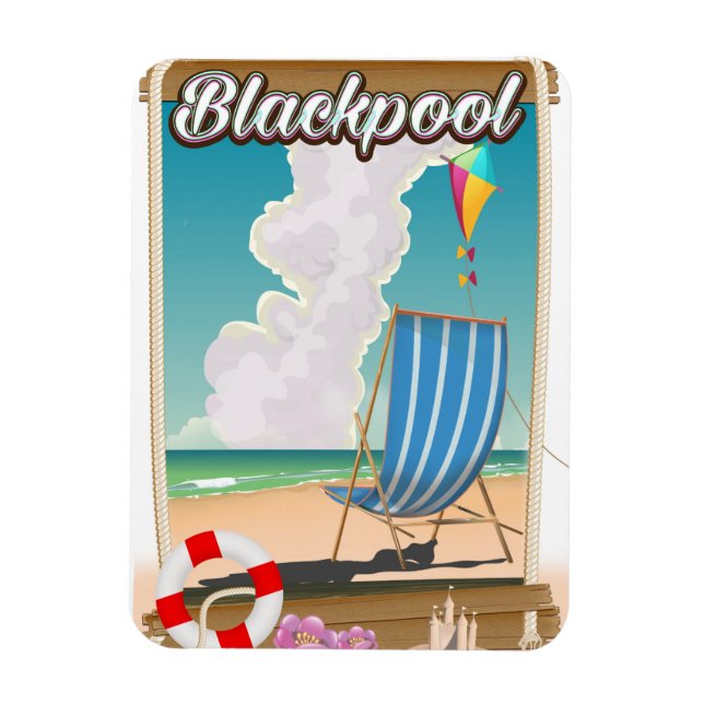 Blackpool beach seaside travel poster magnet (Vertical)