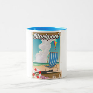 Blackpool beach seaside travel poster Two-Tone coffee mug