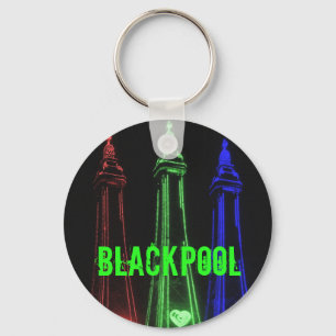 Blackpool Beautiful Tower Lights, Red, Green, Key Ring