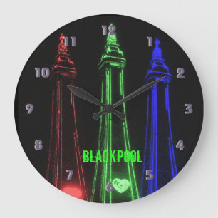Blackpool Beautiful Tower Lights, Red, Green,  Large Clock