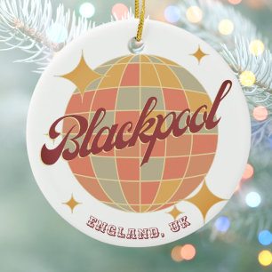 Blackpool England City retro decor Ceramic Tree Decoration