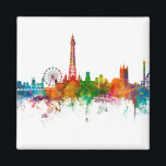 Blackpool England Skyline Magnet<br><div class="desc">Watercolor art print of the skyline of Blackpool,  England,  United Kingdom</div>