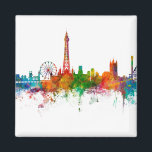 Blackpool England Skyline Magnet<br><div class="desc">Watercolor art print of the skyline of Blackpool,  England,  United Kingdom</div>