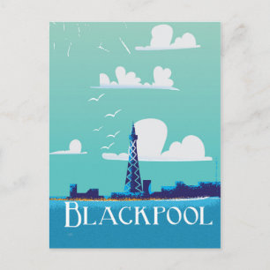 Blackpool, England vintage travel print Postcard