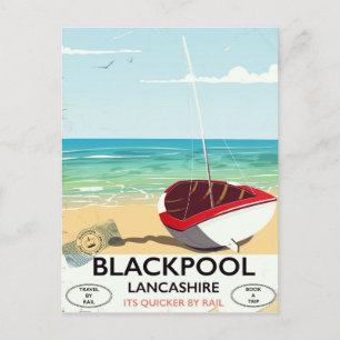 Blackpool,lancashire, rail poster postcard