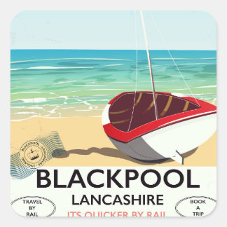 Blackpool,lancashire, rail poster square sticker