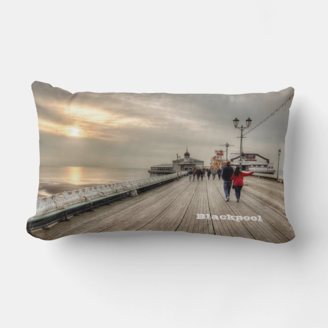 Blackpool Pier English Seaside  Resort Lumbar Cushion (Front)