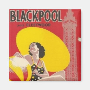 Blackpool Railway Poster Vintage Hiking Duck Magnet