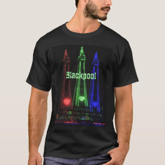 Blackpool Tower Beautiful Night Lights, Red, Green T-Shirt