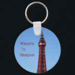 Blackpool Tower Blue Sky Day  Key Ring<br><div class="desc">My photo Blackpool Tower Blue Sky Day,  
Contains the quote " welcome to Blackpool " or change to your own quote. 
Add a custom name for a special gift.

Thank you for looking.</div>