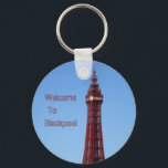 Blackpool Tower Blue Sky Day  Key Ring<br><div class="desc">My photo Blackpool Tower Blue Sky Day,  
Contains the quote " welcome to Blackpool " or change to your own quote. 
Add a custom name for a special gift.

Thank you for looking.</div>