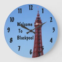 Blackpool Tower Blue Sky Day Large Clock