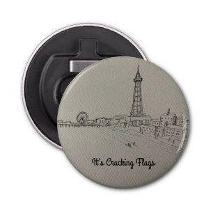 Blackpool Tower It’s Cracking Flags original art Bottle Opener