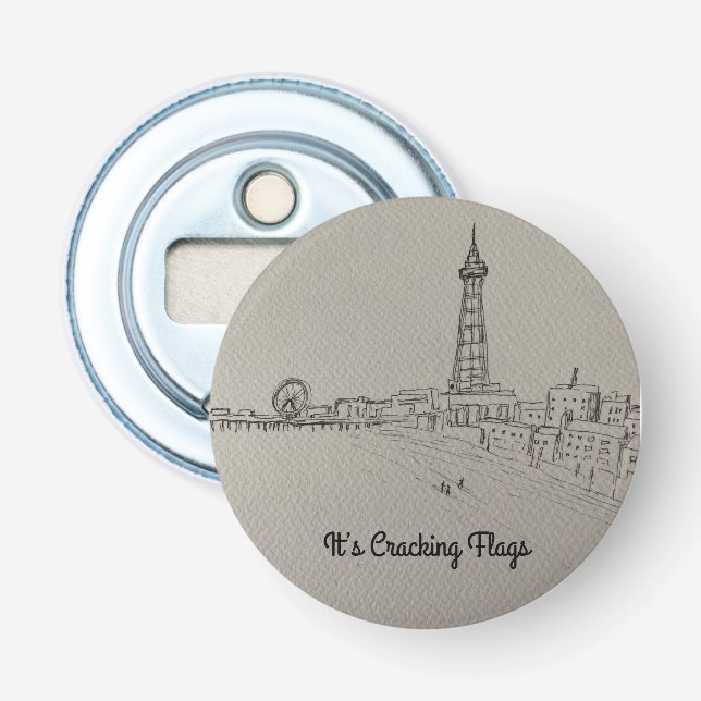Blackpool Tower It’s Cracking Flags  original art Bottle Opener (Front)