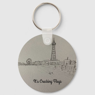 Blackpool Tower It’s Cracking Flags  original art Key Ring