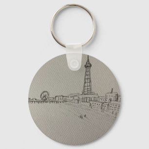 Blackpool Tower Original Art  Key Ring