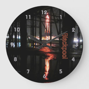 Blackpool Tower Water Reflection Under Pier Classi Large Clock