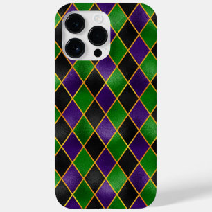 BLACKPURPLE GREEN GOLD MARDI GRAS DIAMOND PATTERNS Case-Mate iPhone 14 PRO MAX CASE
