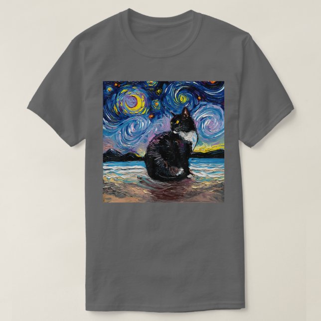 Blacks Tuxedo Cats Night 2  T-Shirt (Design Front)