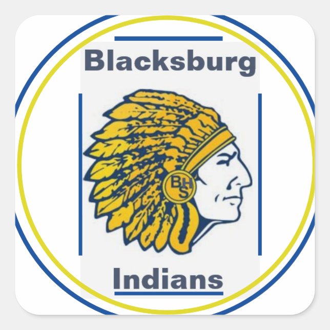  Blacksburg high School Indian Mascot Square Sticker (Front)