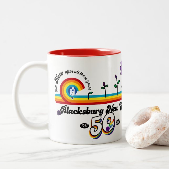 Blacksburg New School Celebrates 50th Mug (With Donut)