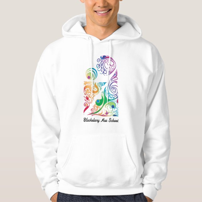 Blacksburg New School Rainbow Classes Art Logo Hoodie (Front)