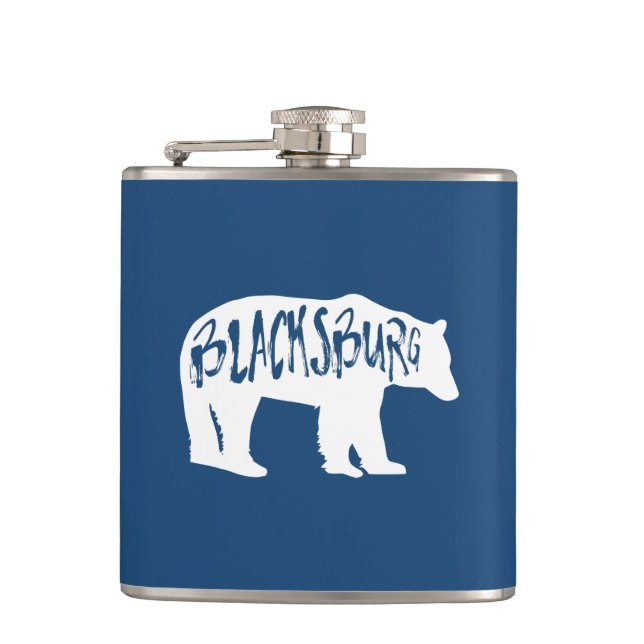 Blacksburg Virginia Bear Hip Flask (Front)