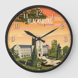 Blacksburg Virginia Historic Campus Travel Poster Large Clock