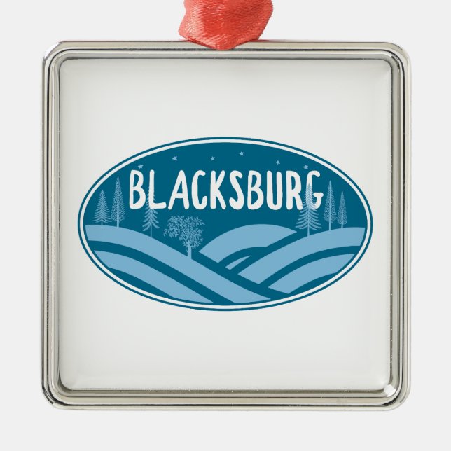 Blacksburg Virginia Outdoors Metal Tree Decoration (Front)
