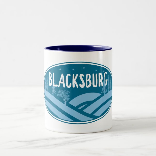 Blacksburg Virginia Outdoors Two-Tone Coffee Mug (Center)