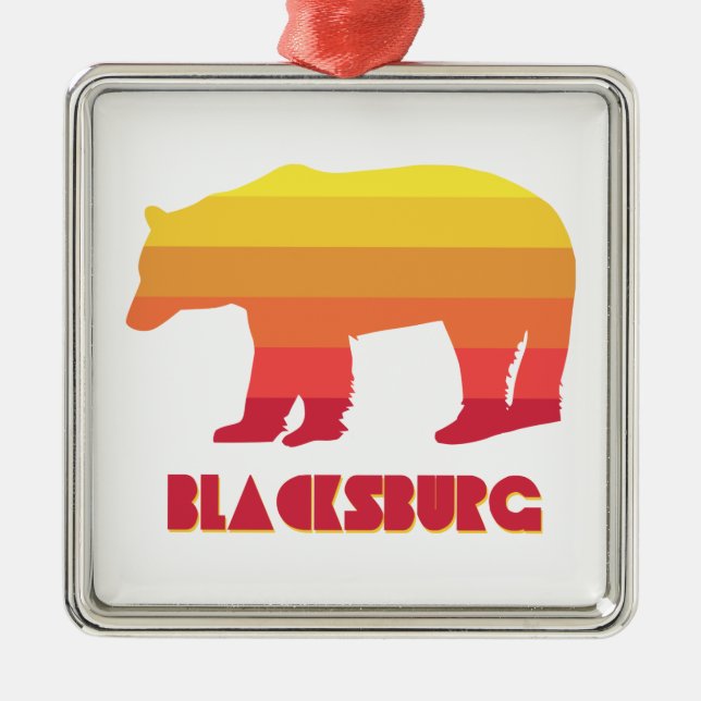Blacksburg Virginia Rainbow Bear Metal Tree Decoration (Front)