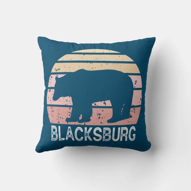 Blacksburg Virginia Retro Bear Cushion (Back)