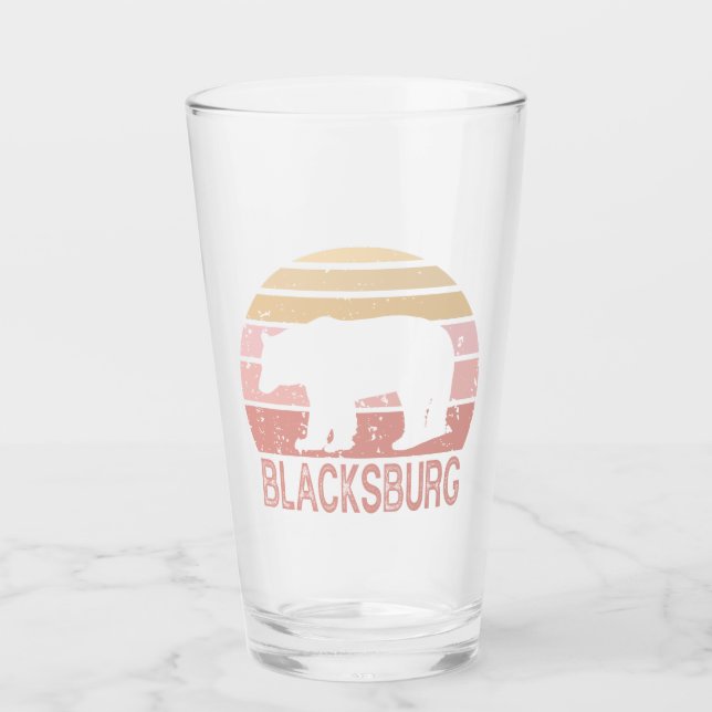 Blacksburg Virginia Retro Bear Glass (Front)