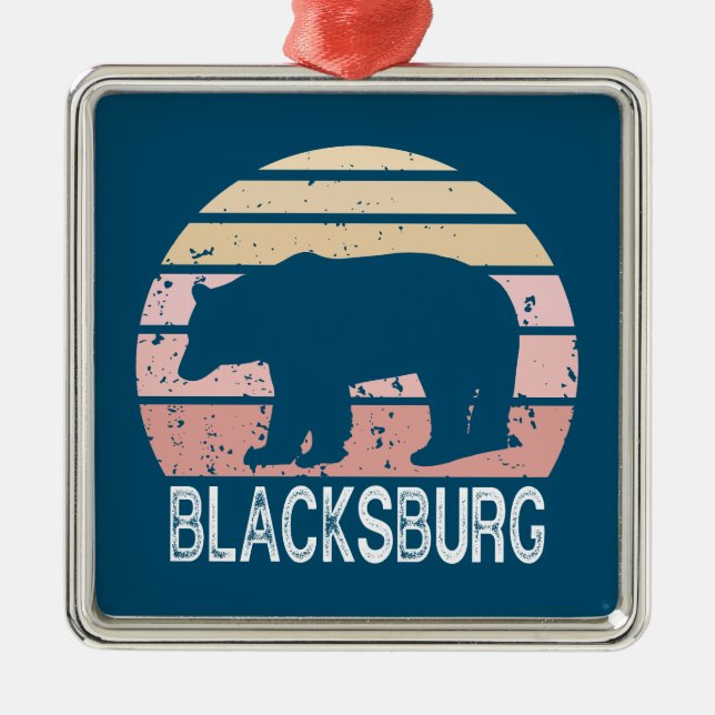 Blacksburg Virginia Retro Bear Metal Tree Decoration (Front)