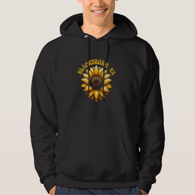 Blacksburg Virginia USA Sunflower Design Hoodie (Front)