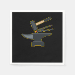 Blacksmiith Tools Hammer Anvil Forge Farrier Gift Napkin