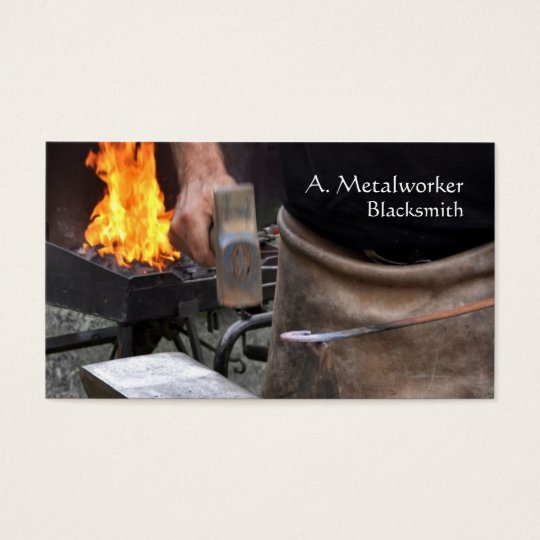 Blacksmith at a forge business card