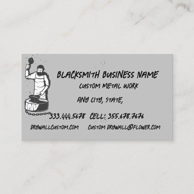 Blacksmith Custom Metal work Fabrication Business Card (Front)