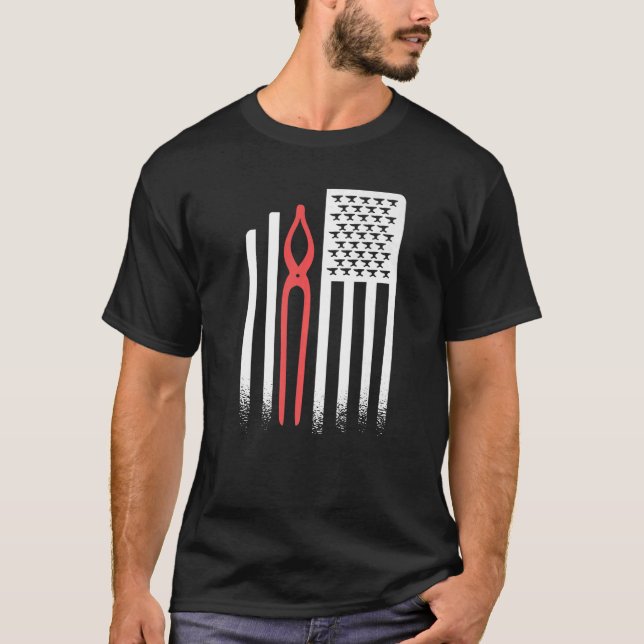 Blacksmith Flag Forge Blacksmithing   T-Shirt (Front)